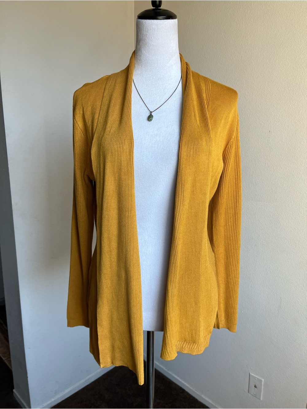 Mustard Open-Front Women's Cardigan Sweater size small